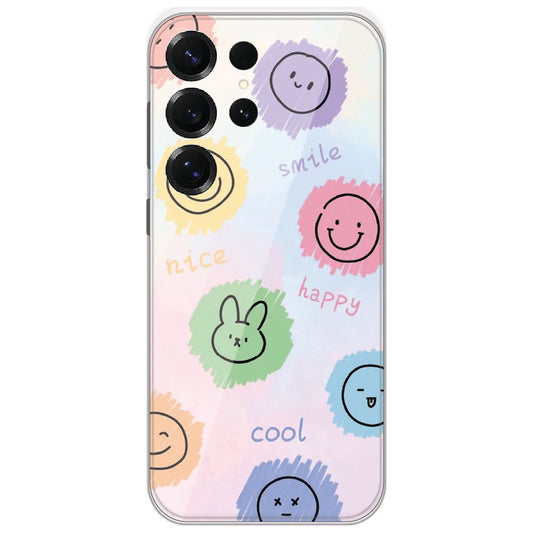 Pastel Smiley Doodles - Printed Silicone Case for Samsung Galaxy S25 Ultra