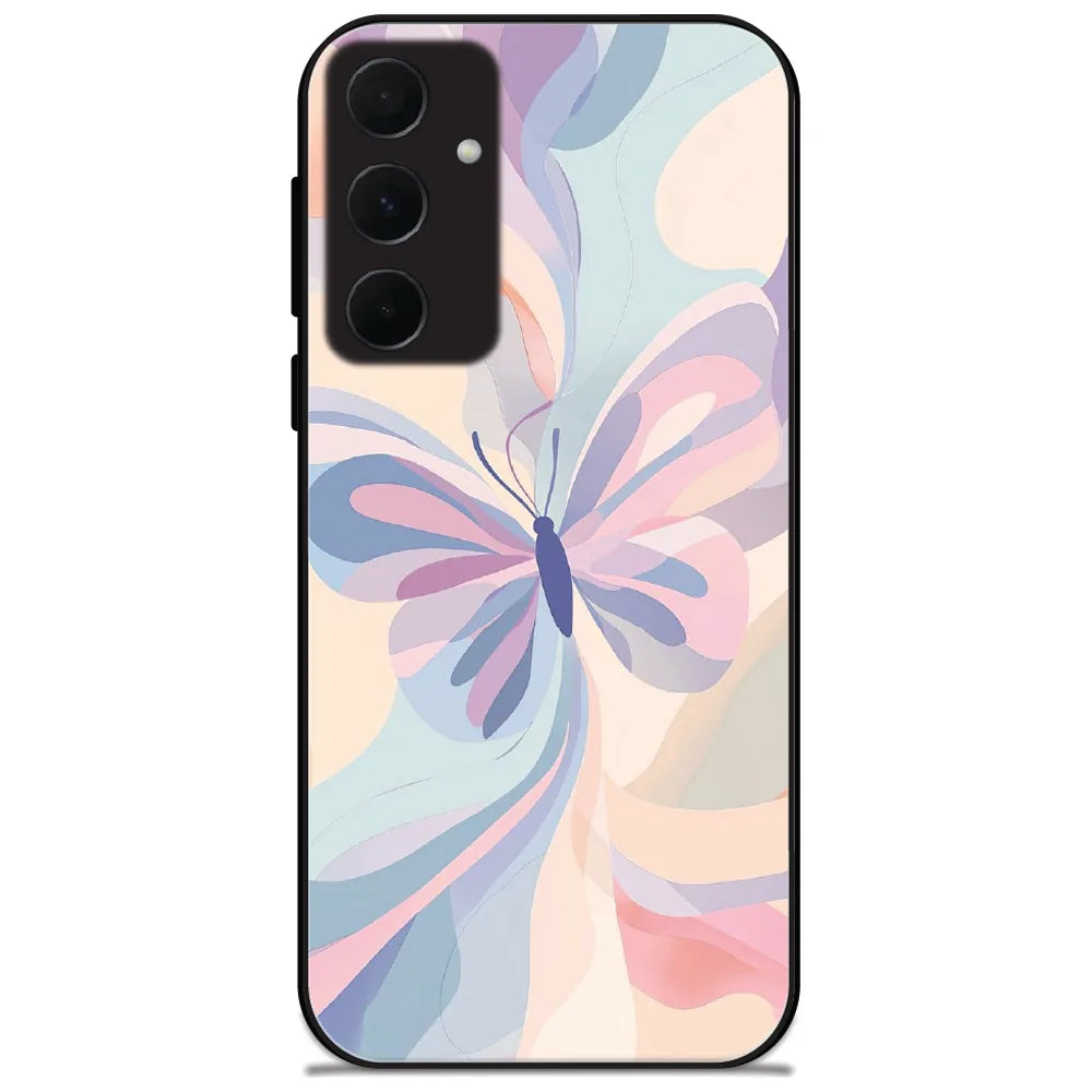 Pastel Swirl Butterfly - Glossy Metal Silicone Case for Samsung Galaxy A35