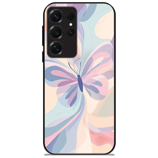 Pastel Swirl Butterfly - Glossy Metal Silicone Case for Samsung Galaxy S25 Ultra