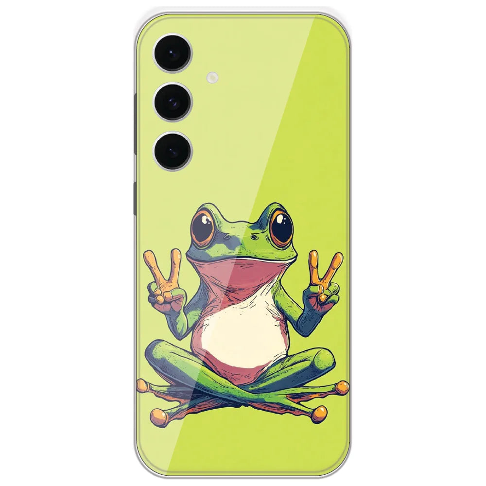 Peace Sign Frog - Printed Silicone Case for Samsung Galaxy S24 FE