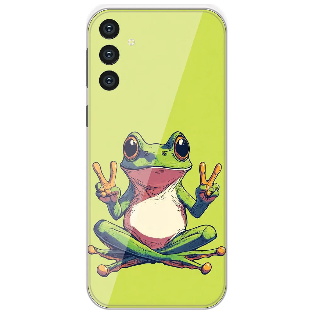 Peace Sign Frog - Printed Silicone Case for Samsung Galaxy S24