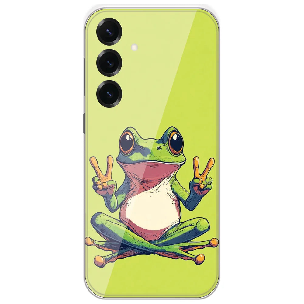 Peace Sign Frog - Printed Silicone Case for Samsung Galaxy S25 Plus