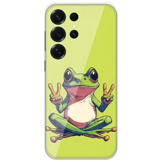 Peace Sign Frog - Printed Silicone Case for Samsung Galaxy S25 Ultra