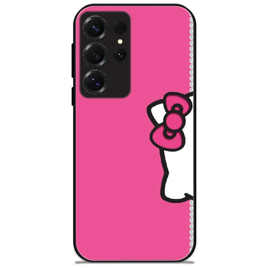 Peekaboo Kitty Pink - Glossy Metal Silicone Case for Samsung Galaxy S25 Ultra