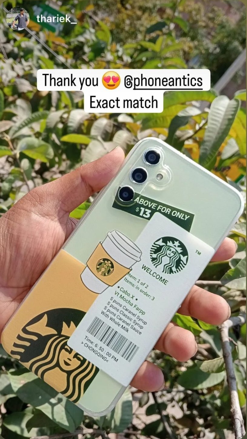 Customer @thariek_ with their PhoneAntics case