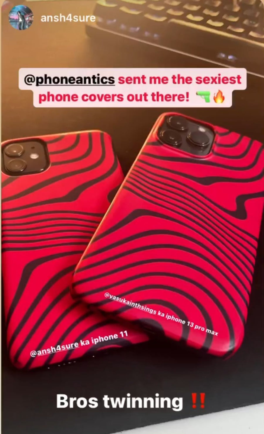 Customer @ansh4sure with their PhoneAntics case