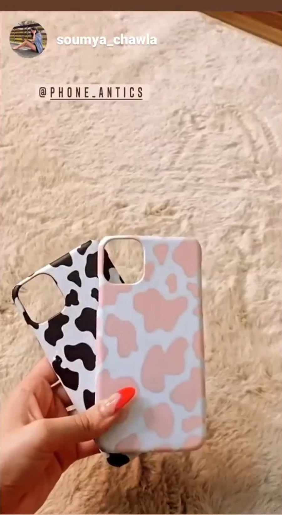 Customer @soumya_chawla with their PhoneAntics case