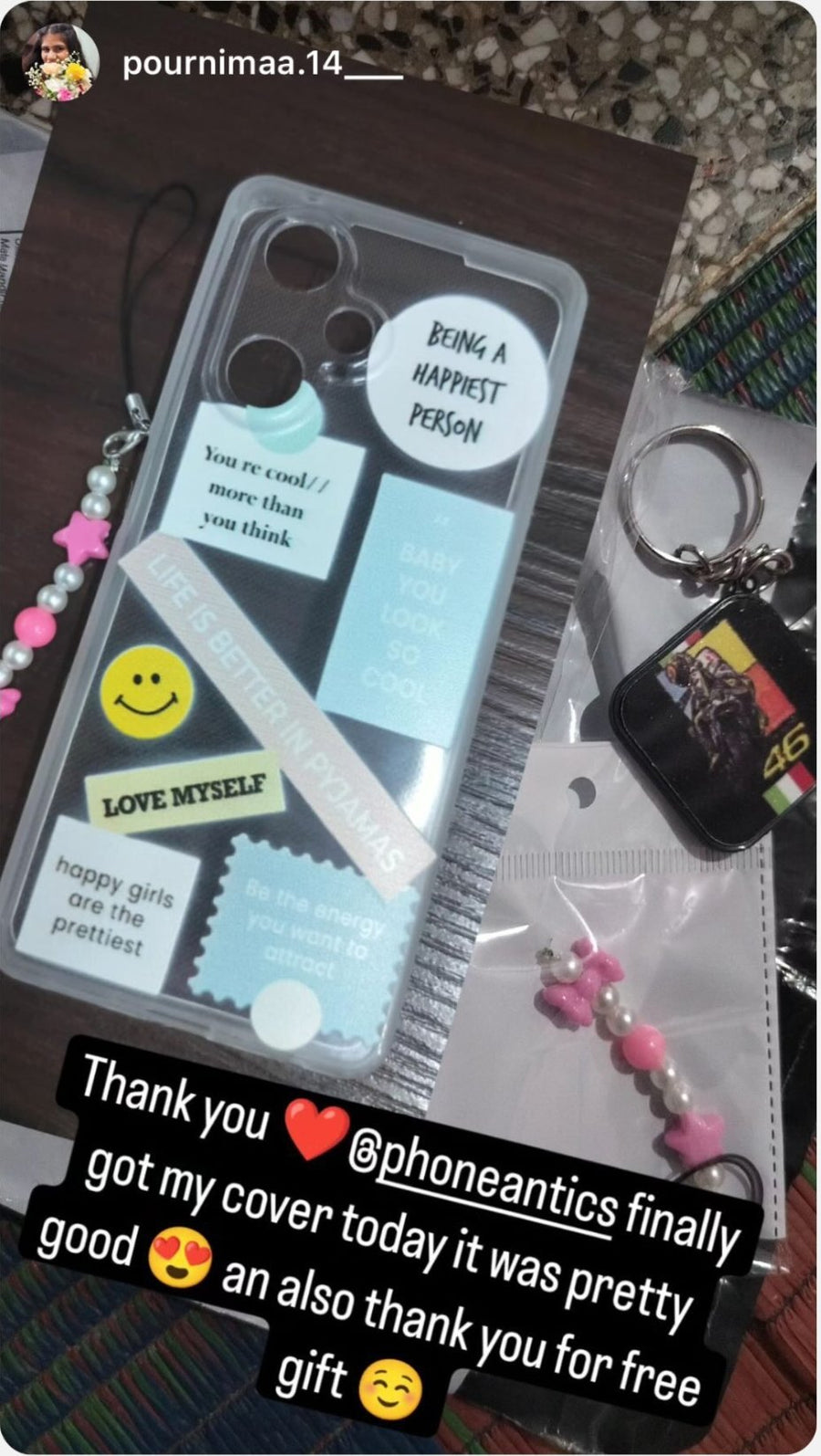 Customer @pournimaa.14 with their PhoneAntics case
