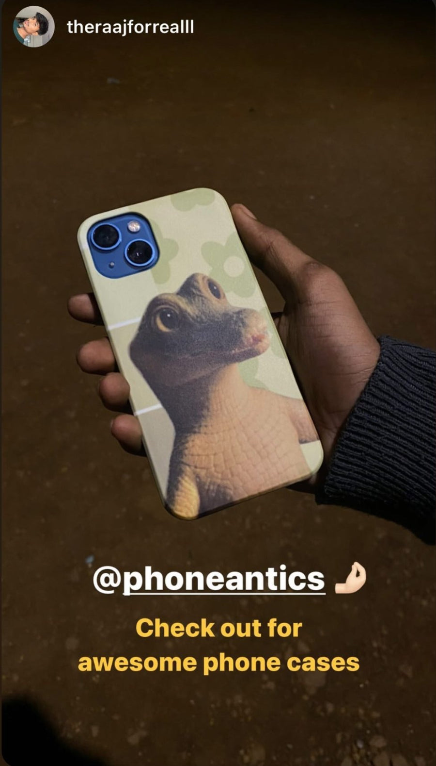 Customer @theraajforrealll with their PhoneAntics case