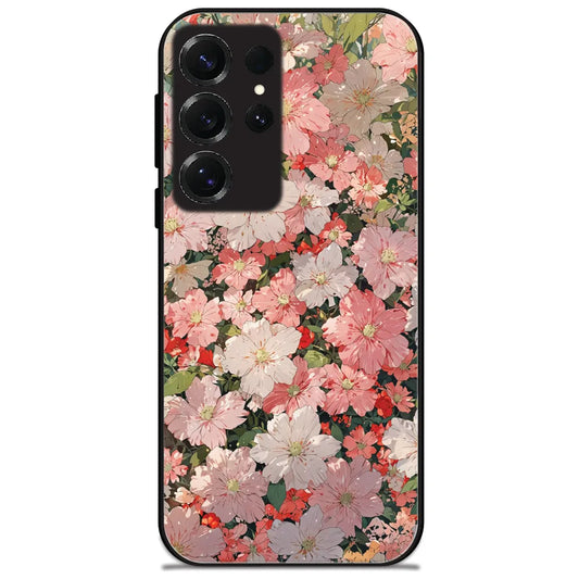 Pink Blossom Bunch - Glossy Metal Silicone Case for Samsung Galaxy S25 Ultra