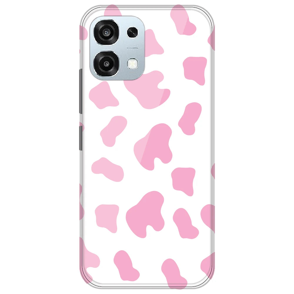 Pink Cow Print - Clear Printed Silicone Case for Oppo A6 Pro