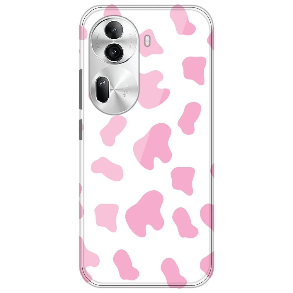 Pink Cow Print - Clear Printed Silicone Case for Oppo Reno 11 Pro