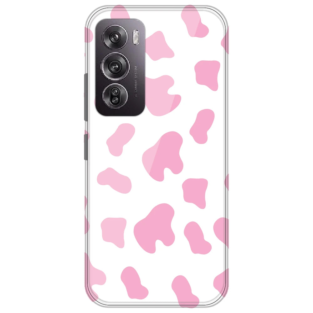 Pink Cow Print - Clear Printed Silicone Case for Oppo Reno 12 Pro