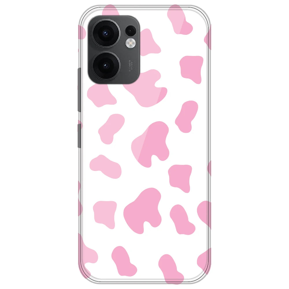Pink Cow Print - Clear Printed Silicone Case for Oppo Reno 13F