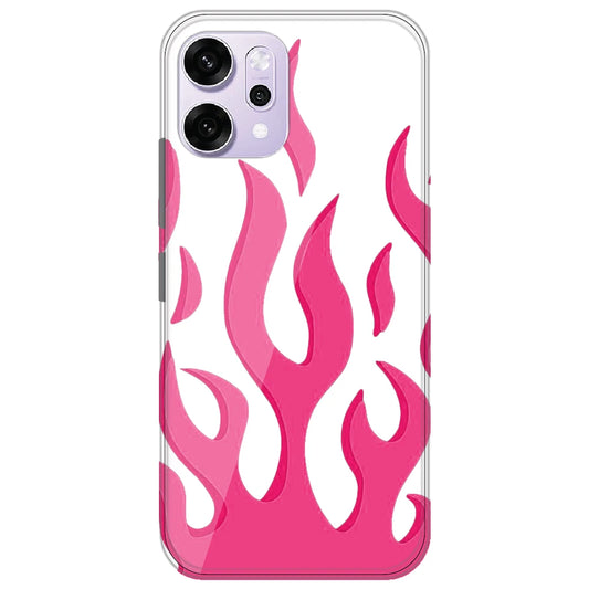 Pink Flames - Clear Printed Silicone Case for Oppo Reno 14 Pro