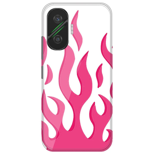 Pink Flames - Clear Printed Silicone Case for Poco F7