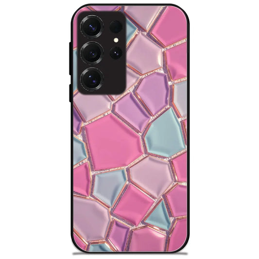 Pink Glass Mosaic - Glossy Metal Silicone Case for Samsung Galaxy S25 Ultra