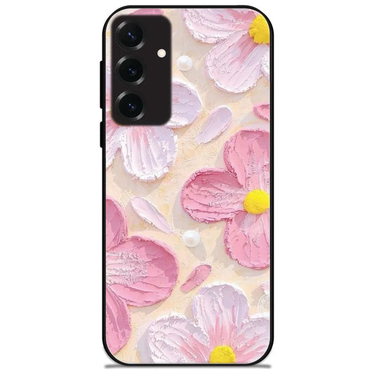 Pink Impasto Petals - Glossy Metal Silicone Case for Samsung Galaxy S25 Plus