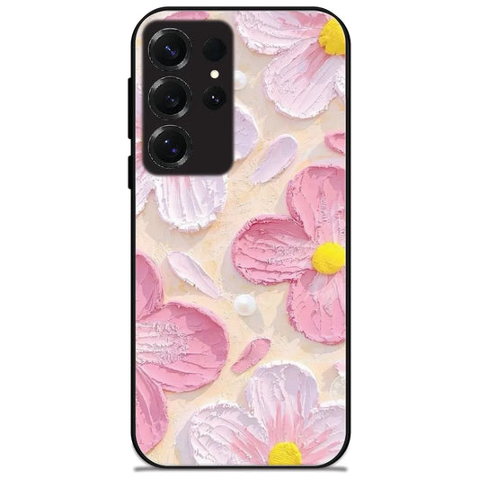 Pink Impasto Petals - Glossy Metal Silicone Case for Samsung Galaxy S25 Ultra