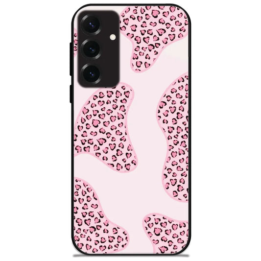 Pink Leopard Patches - Glossy Metal Silicone Case for Samsung Galaxy S25 Plus