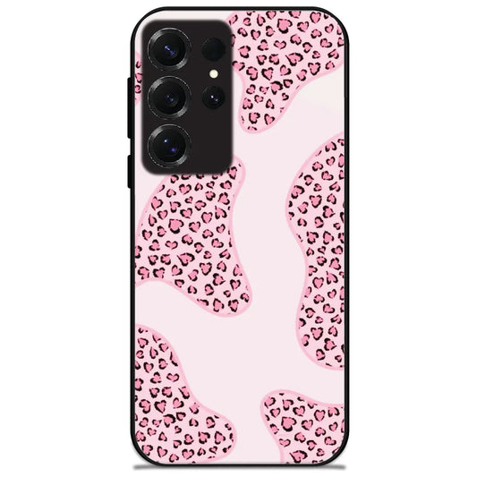 Pink Leopard Patches - Glossy Metal Silicone Case for Samsung Galaxy S25 Ultra