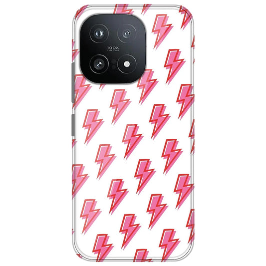 Pink Lightning Bolts - Clear Printed Silicone Case for iQOO 15