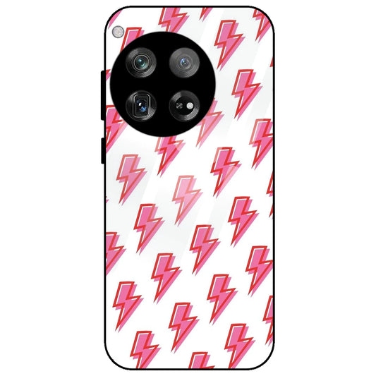 Pink Lightning Bolts - Glass Case for OnePlus 12