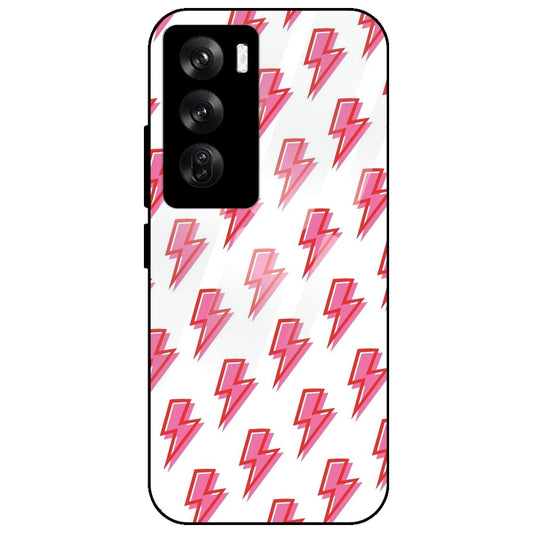 Pink Lightning Bolts - Glass Case for Oppo Reno 12 Pro