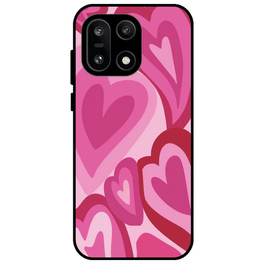 Pink Mini Hearts - Glossy Metal Silicone Case for OnePlus 15
