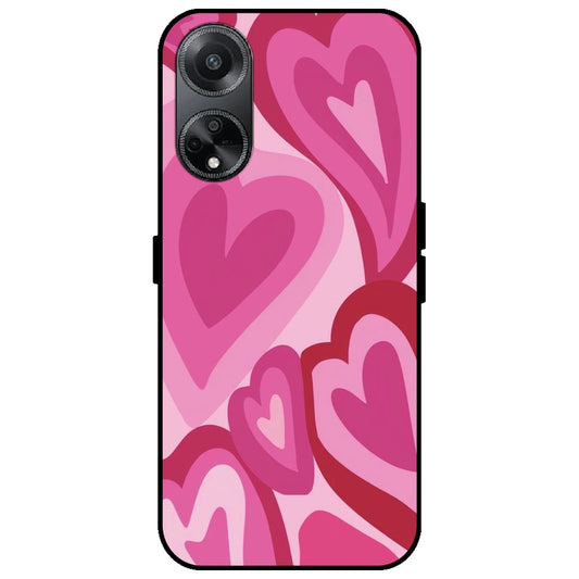 Pink Mini Hearts - Glossy Metal Silicone Case for Oppo F23 5G