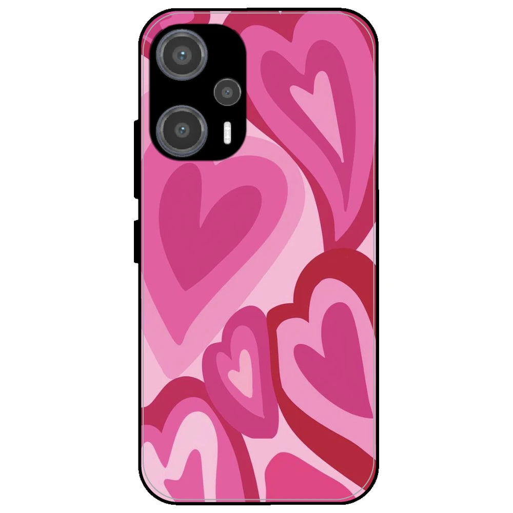 Pink Mini Hearts - Glossy Metal Silicone Case for Poco F5