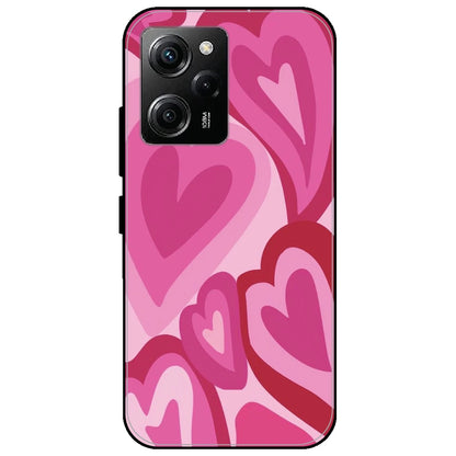 Pink Mini Hearts - Glossy Metal Silicone Case for Poco X5 Pro