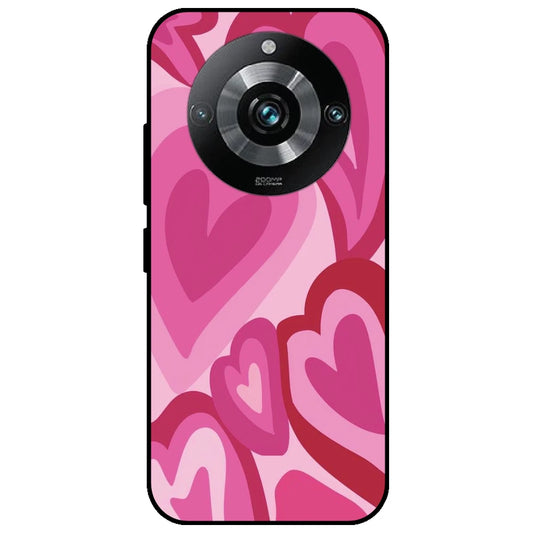 Pink Mini Hearts - Glossy Metal Silicone Case for Realme 11 Pro Plus