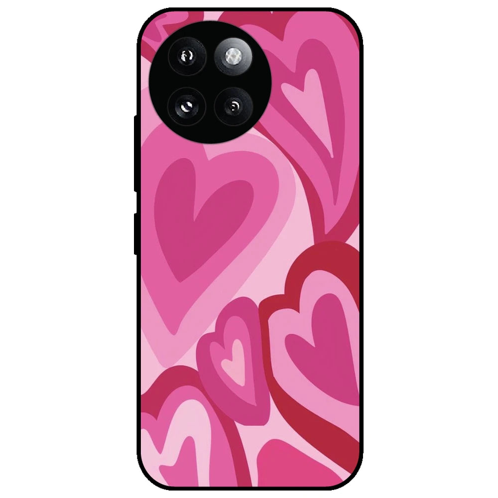 Pink Mini Hearts - Glossy Metal Silicone Case for Redmi Xiaomi 14 Civi