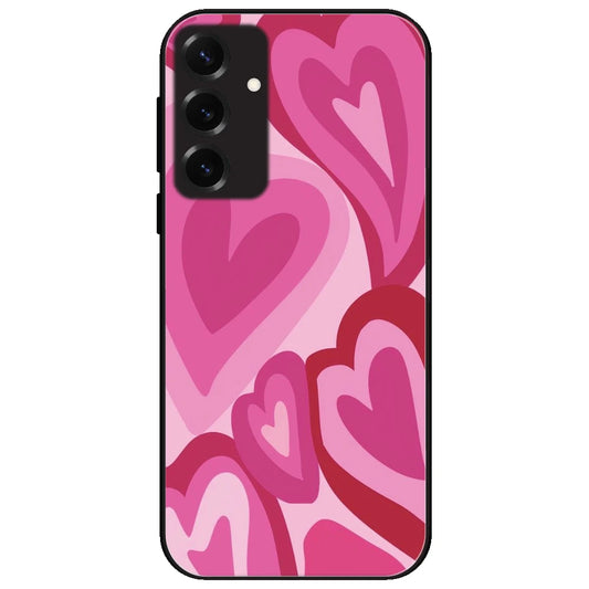 Pink Mini Hearts - Glossy Metal Silicone Case for Samsung Galaxy S25 Plus