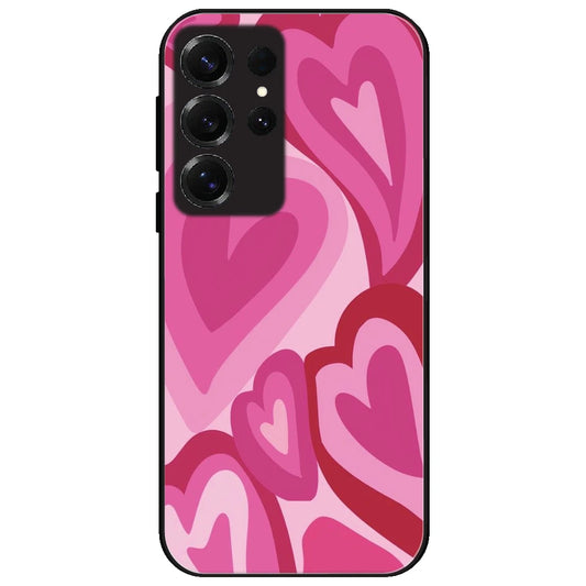 Pink Mini Hearts - Glossy Metal Silicone Case for Samsung Galaxy S25 Ultra