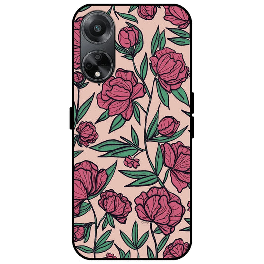 Pink Roses - Glossy Metal Silicone Case for Oppo F23 5G