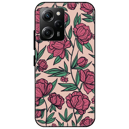 Pink Roses - Glossy Metal Silicone Case for Poco X5 Pro