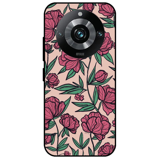 Pink Roses - Glossy Metal Silicone Case for Realme 11 Pro Plus