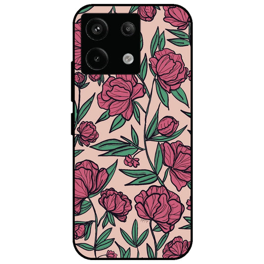 Pink Roses - Glossy Metal Silicone Case for Redmi Note 13 Pro 5G