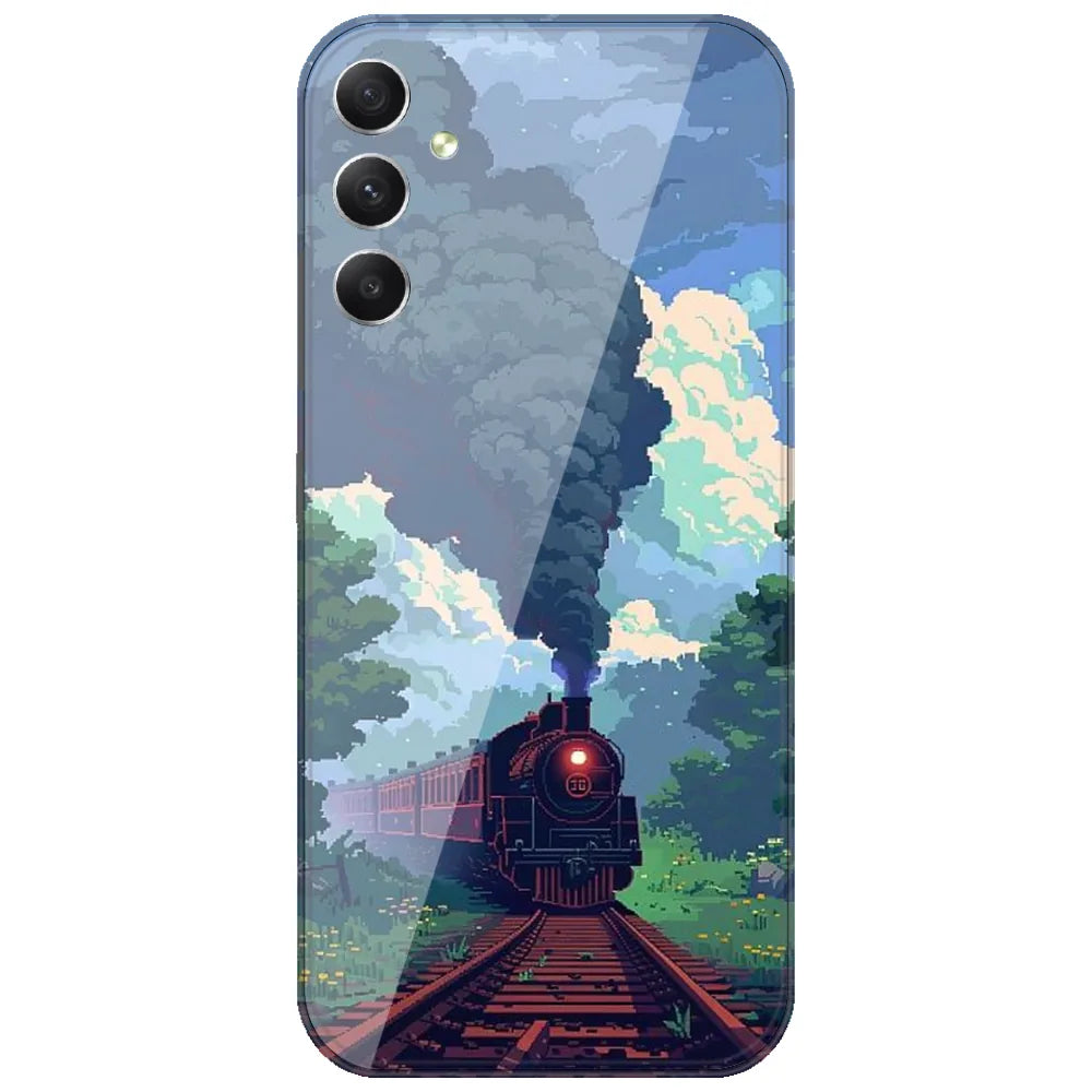Pixel Steam Train - Printed Silicone Case for Samsung Galaxy F54 5G