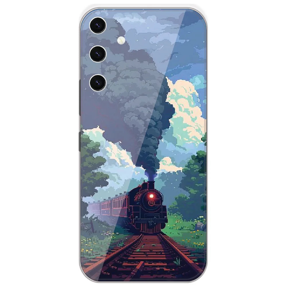 Pixel Steam Train - Printed Silicone Case for Samsung Galaxy S23 Plus 5G