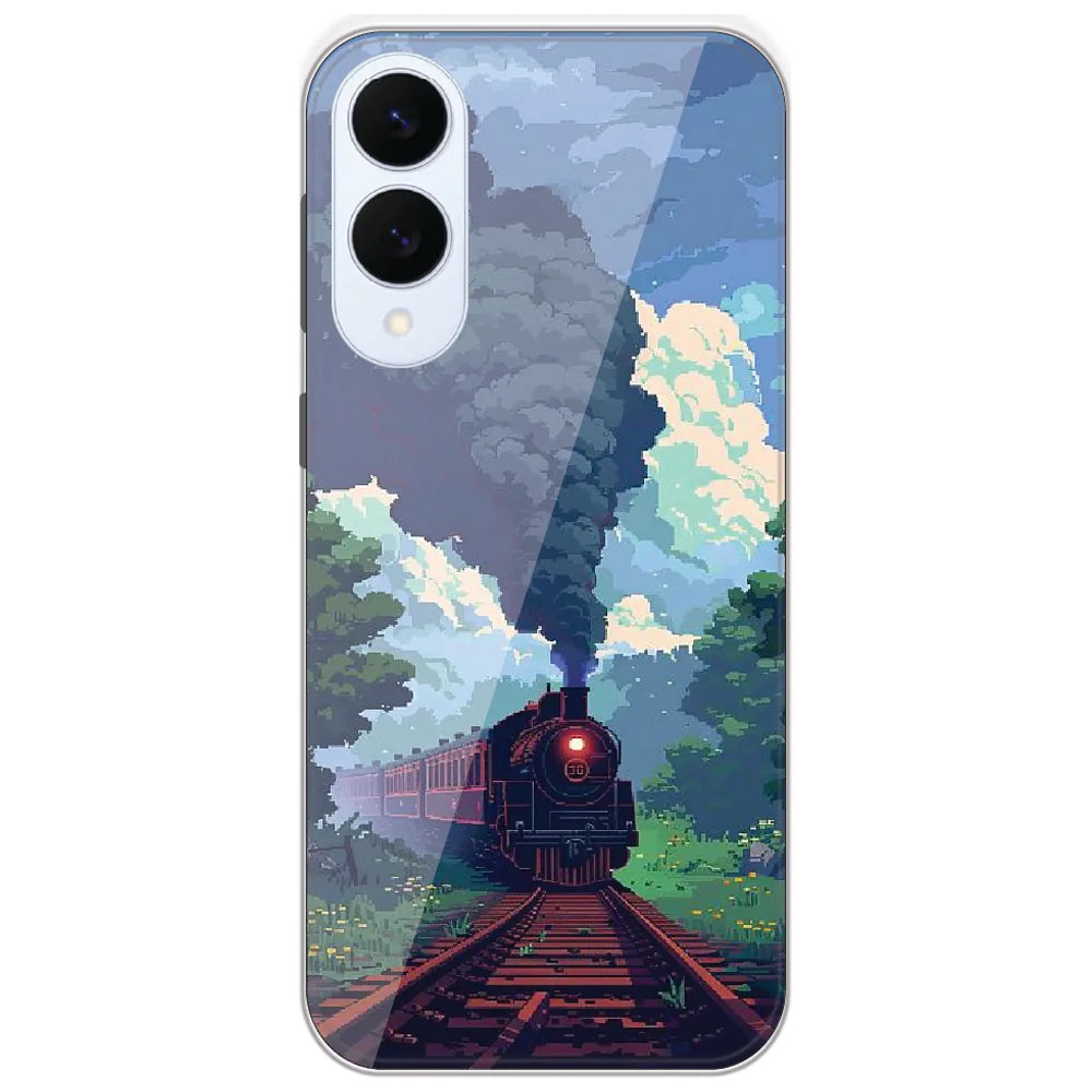 Pixel Steam Train - Printed Silicone Case for Samsung Galaxy S25 Edge