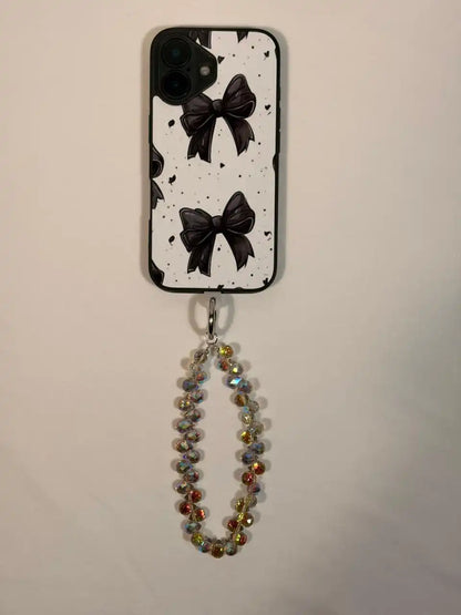Gold Silver Mix crystal phone charm on a phone