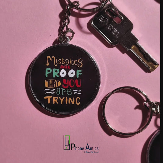 Phone Antics printed keychain video showing the double-sided design and metal ring up close