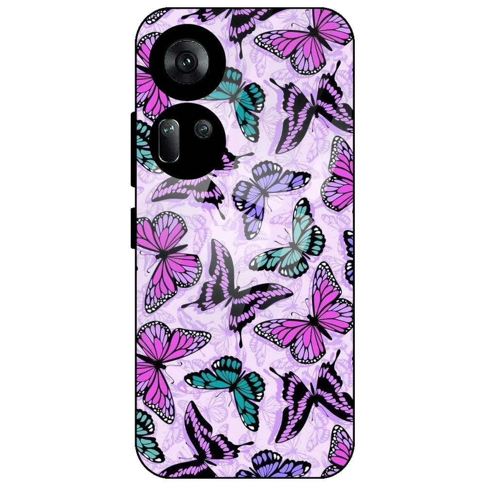Purple Butterflies - Glass Case for Oppo Reno 11