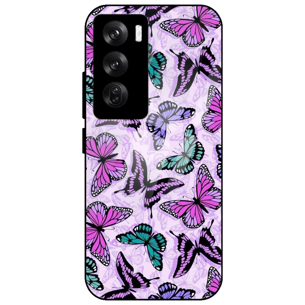 Purple Butterflies - Glass Case for Oppo Reno 12 Pro