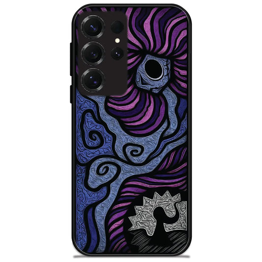 Purple Swirl Woodcut - Glossy Metal Silicone Case for Samsung Galaxy S25 Ultra