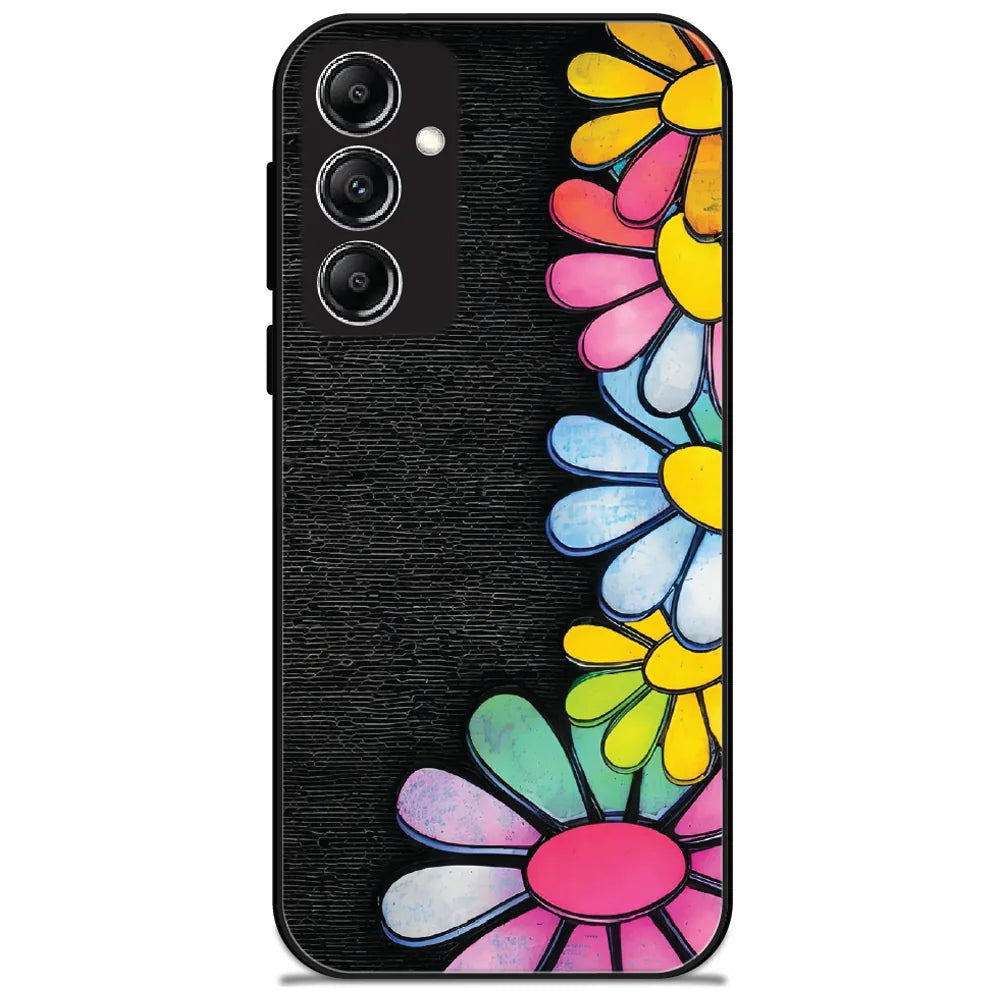 Rainbow Daisy Border - Glossy Metal Silicone Case for Samsung Galaxy A14