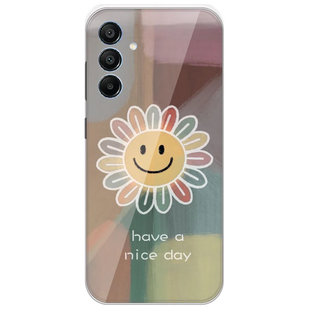 Rainbow Petal Smiley - Printed Silicone Case for Samsung Galaxy A15